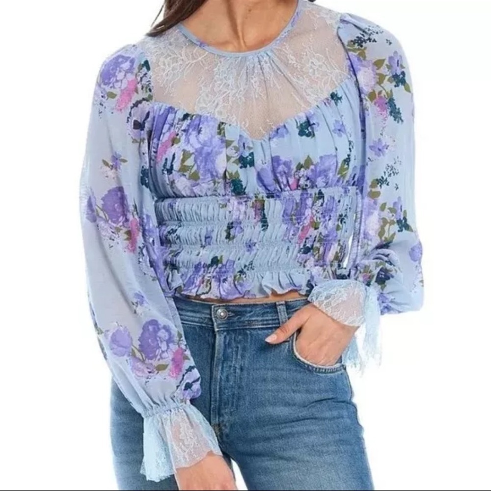 FP Movement by Free People Floral Daphne Floral Lace Top NWT 128.00